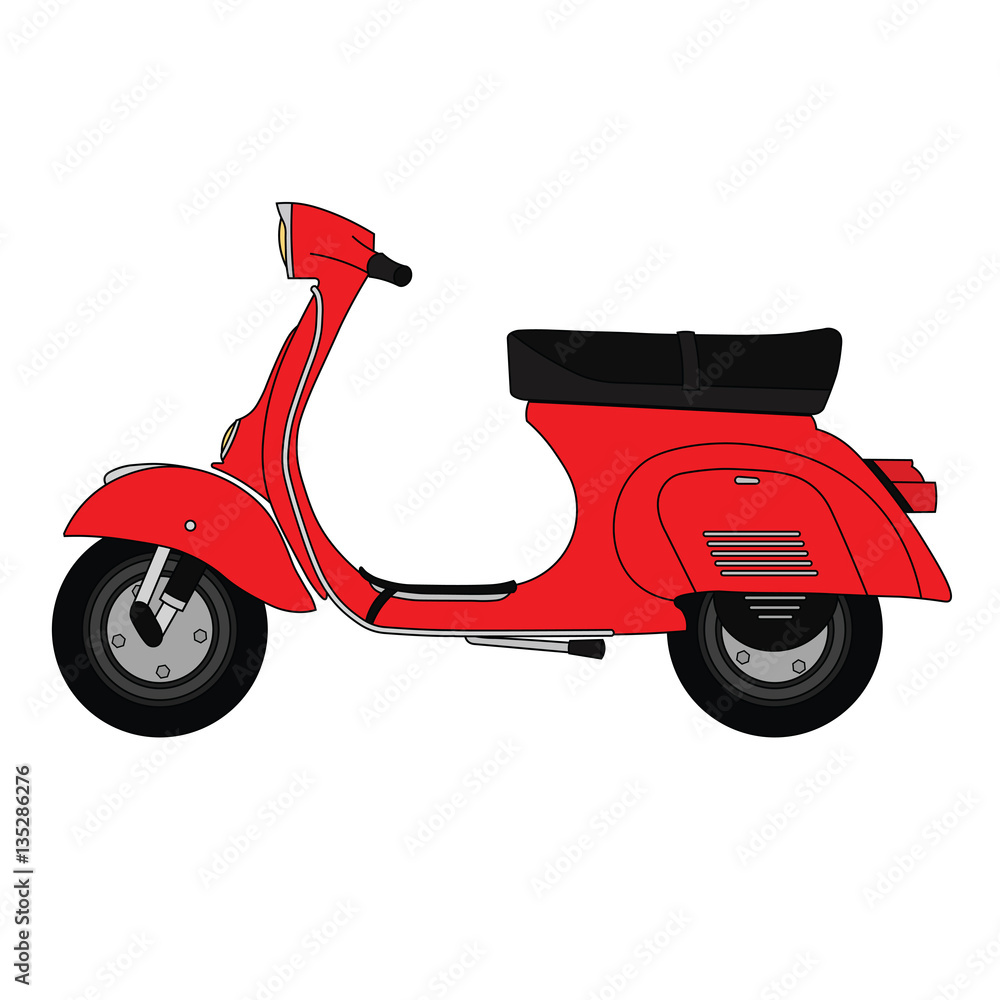 Retro moped scooter red.
