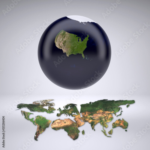 Planet earth with only United States of America