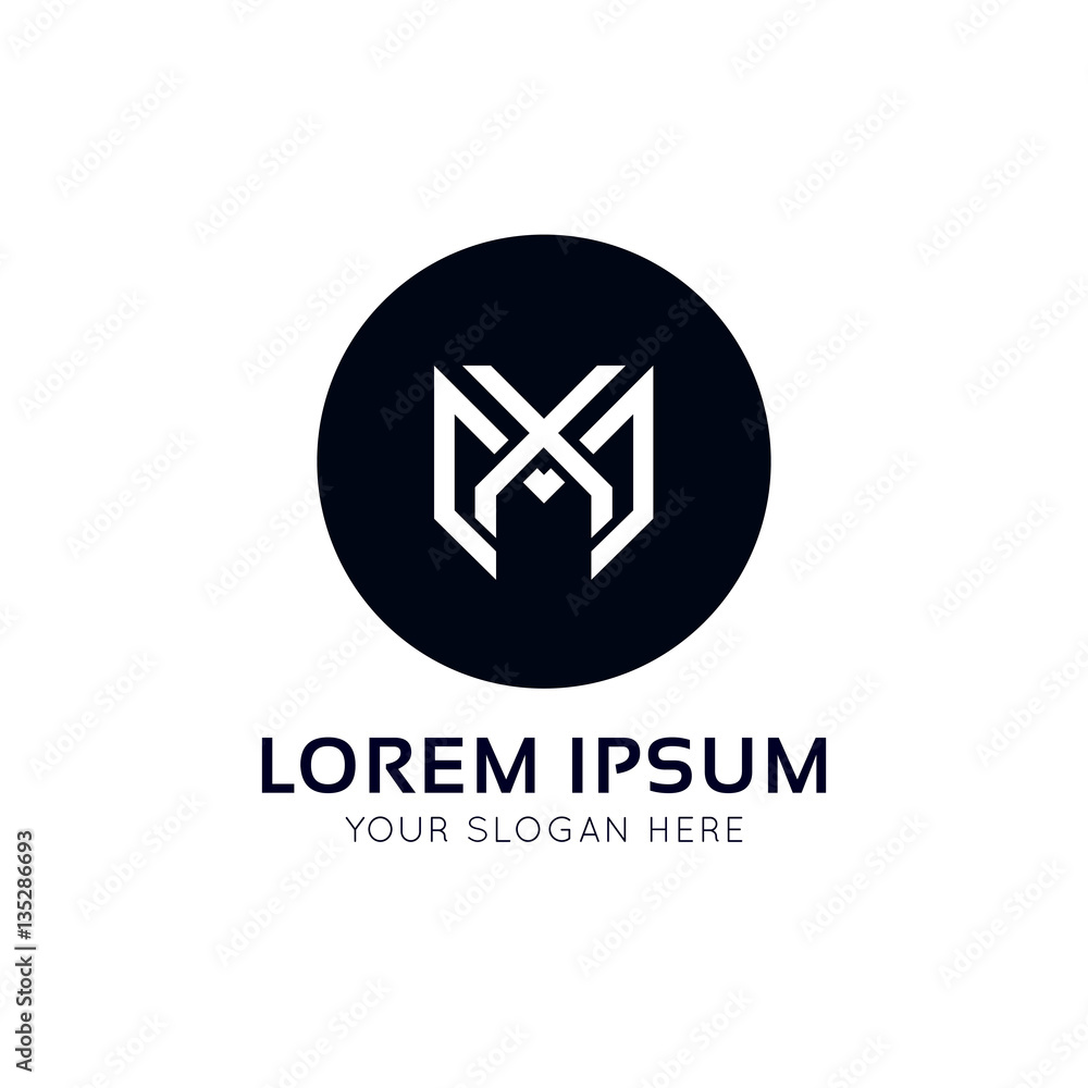 Flat clean simple X and M letter company logo icon sign vector d Flat clean simple X and M letter company logo icon sign vector d