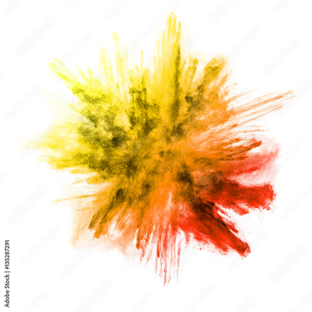 Explosion of colored powder on white background Explosion of colored powder on white background