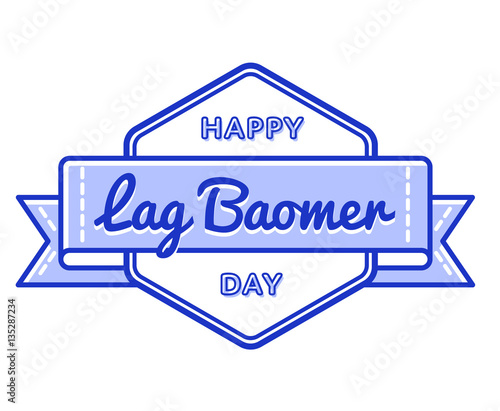 Happy Lag Baomer emblem isolated vector illustration on white background. 14 may jewish traditional holiday event label, greeting card decoration graphic element photo