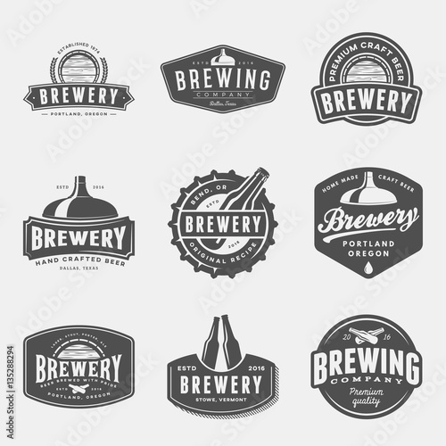 set of brewery labels, badges and design elements