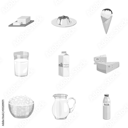 Milk product and sweet set icons in monochrome style. Big collection of milk product and sweet vector symbol stock illustration