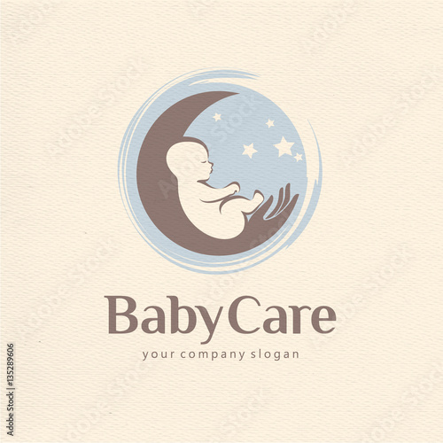 Vector logo design of baby care, motherhood and childbearing