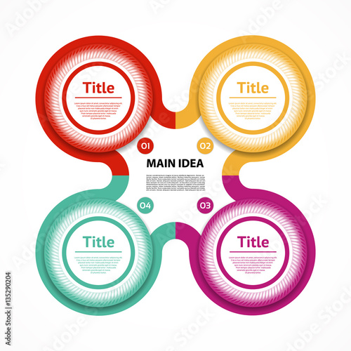 Vector circle infographic. Template for diagram, graph, presentation and chart. Business concept with four options, parts, steps or processes. Abstract background.
