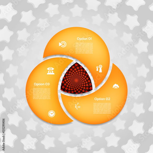 Vector circle infographic. Template for diagram, graph, presentation and chart. Business concept with three options, parts, steps or processes. Abstract background.