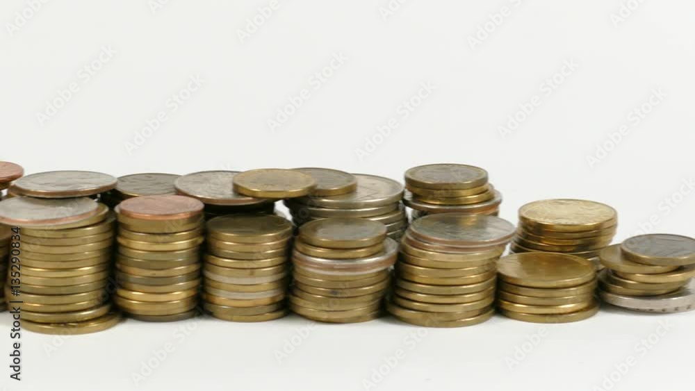 Turkmenistan flag waving with stack of money coins Turkmenistan flag waving with stack of money coins