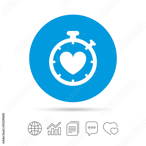 Heart Timer sign icon. Stopwatch symbol.