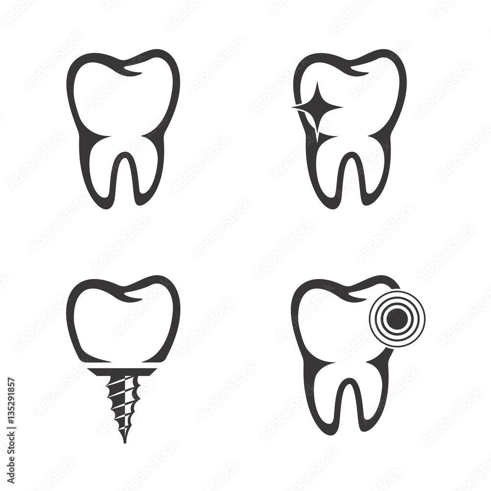 Set of the tooth icons Set of the tooth icons