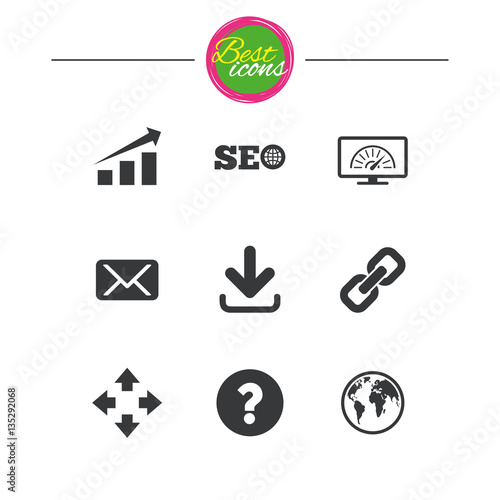Internet, seo icons. Bandwidth speed sign.