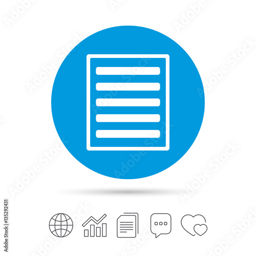 List sign icon. Content view option symbol.