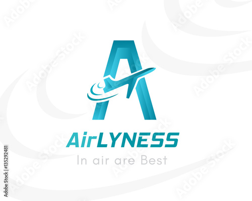 Airlines logo template. Vacation or tourism emblem.