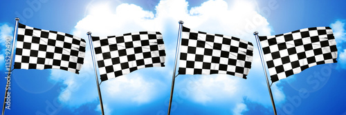 chequered racing flag, 3D rendering