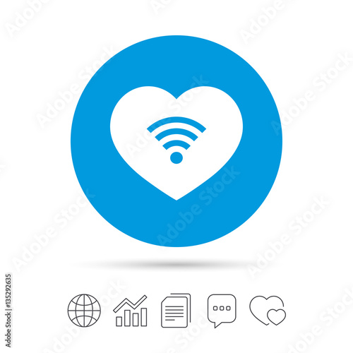 Love Wifi sign. Wi-fi symbol. Wireless Network.