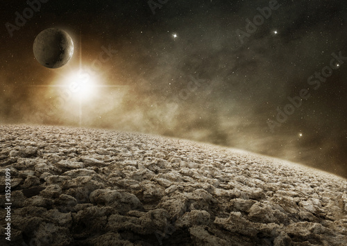 Fototapeta Naklejka Na Ścianę i Meble -  surface a rocky planet in the outer space