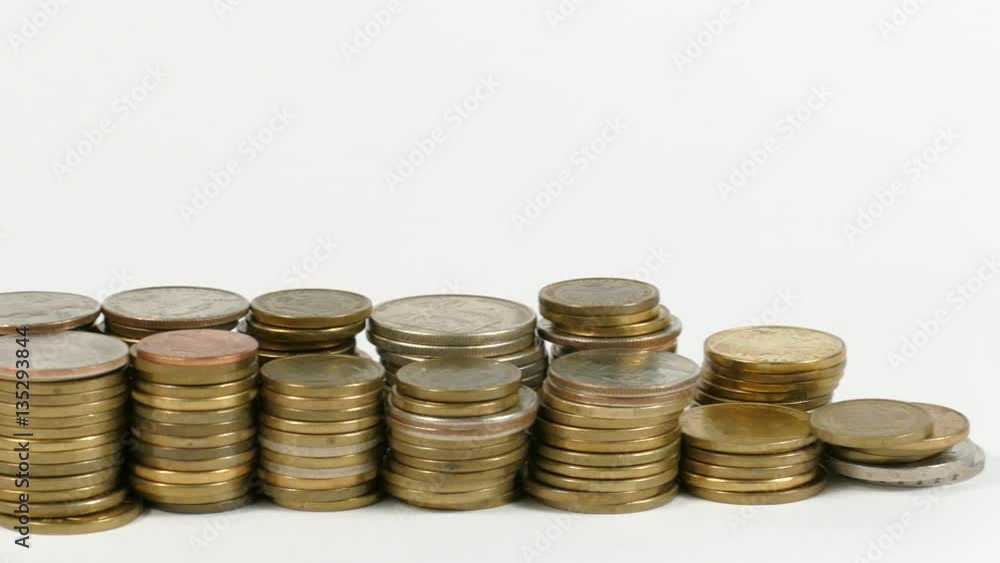 Slovakia flag waving with stack of money coins Slovakia flag waving with stack of money coins