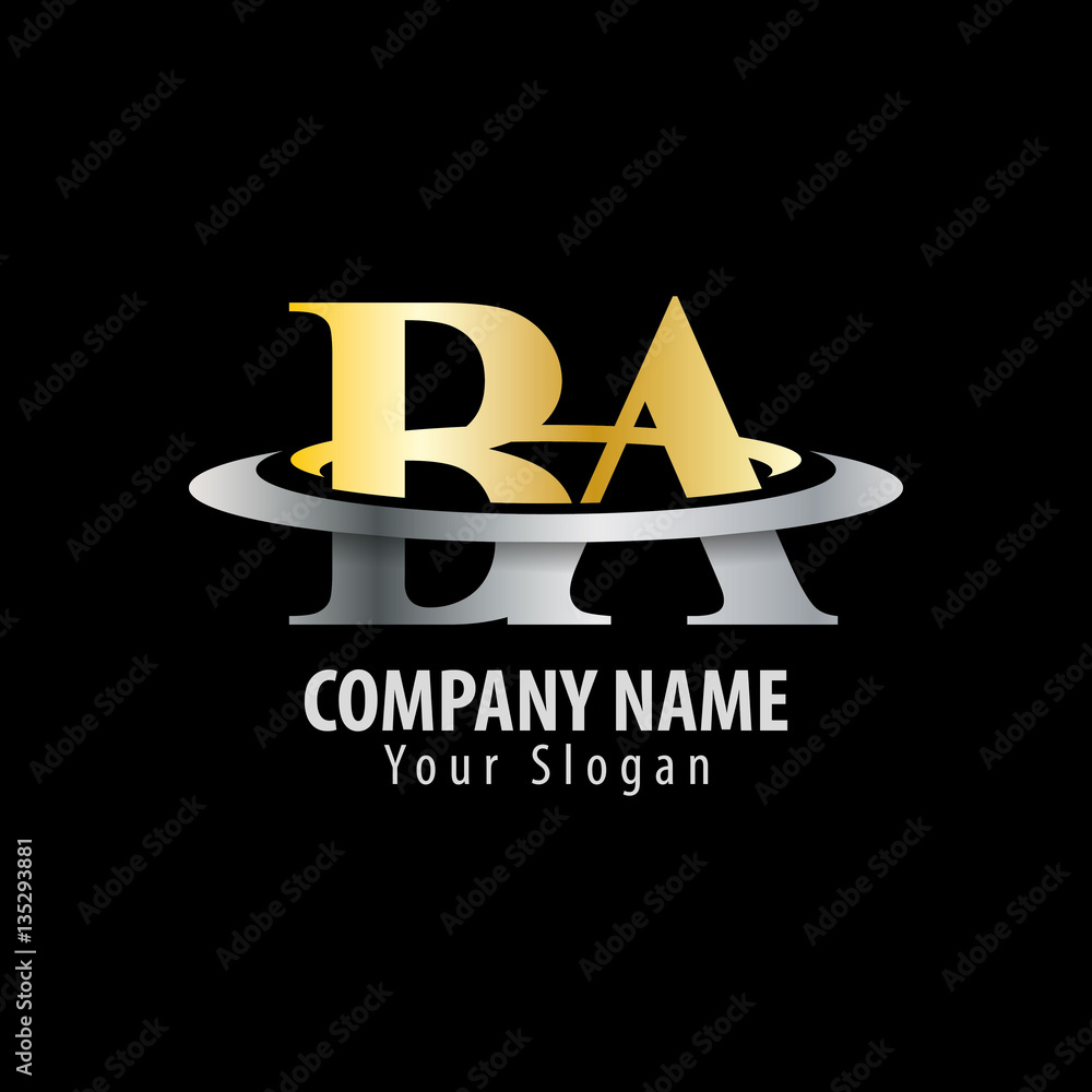 Initial Letter BA With Overlapping Swoosh Circle