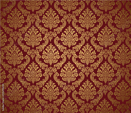 Damask background red and gold