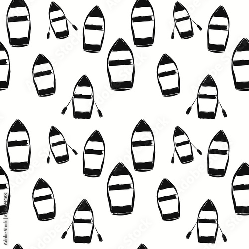 Seamless pattern with abstract cute boats, vector illustration.