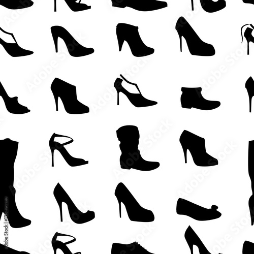 Seamless pattern with womans shoes. Endless texture for your design, announcements, advertisement, posters.