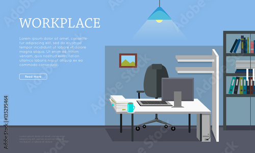 Workplace Concept Vector Web Banner in Flat Design
