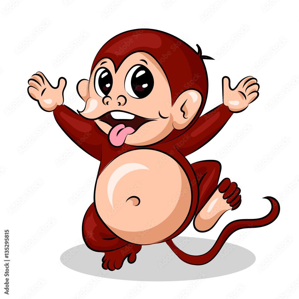 cute small crazy monkey at the white background