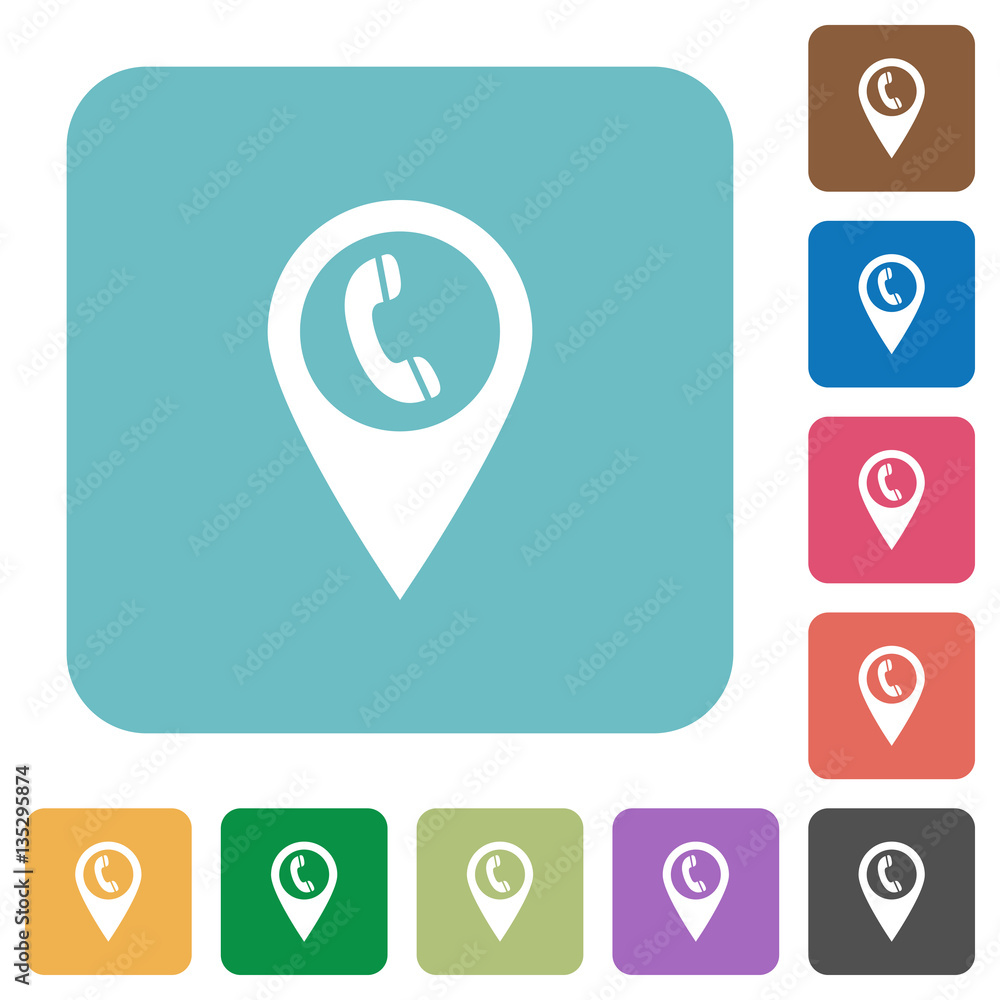 Call box GPS map location rounded square flat icons Call box GPS map location rounded square flat icons