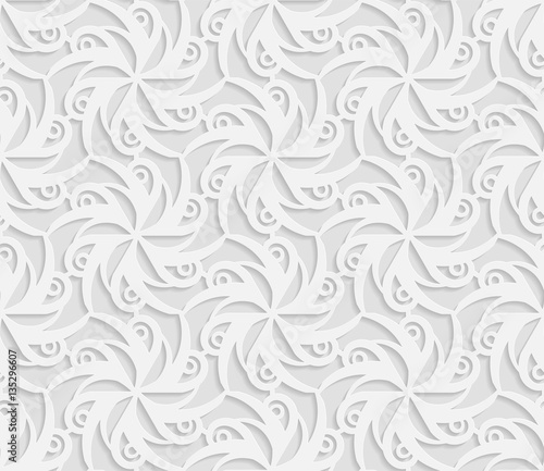 Seamless 3D white pattern, indian ornament, persian motif,  vector. Endless texture can be used for wallpaper, pattern fills, web page  background,  surface textures.