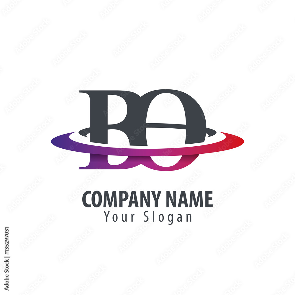 Obraz premium Initial Letter BO With Overlapping Swoosh Circle