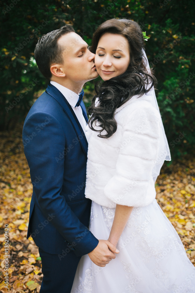 Wedding photo shoot. Beautiful groom and bride in nature. Wedding photo shoot. Beautiful groom and bride in nature.