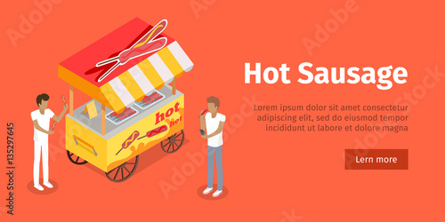 Hot Sausage Trolley in Isometric Projection Style