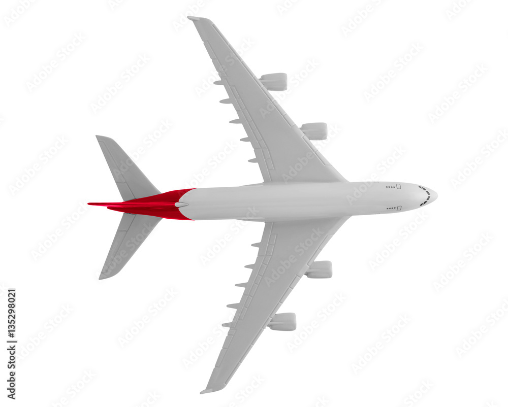 Airplane with red color, Isolated on white background. Airplane with red color, Isolated on white background.