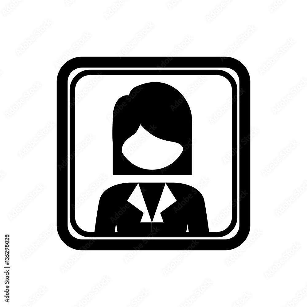 square border with silhouette half body woman executive . Vector illustration square border with silhouette half body woman executive . Vector illustration
