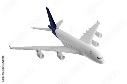 Airplane with blue color, Isolated on white background.