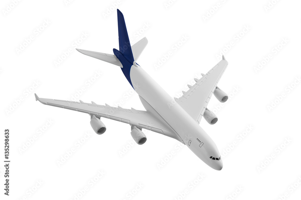 Airplane with blue color, Isolated on white background.