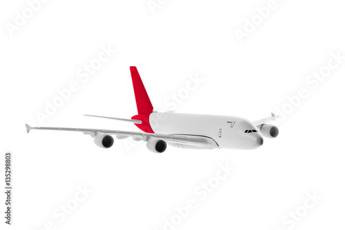 Airplane with red color, Isolated on white background.