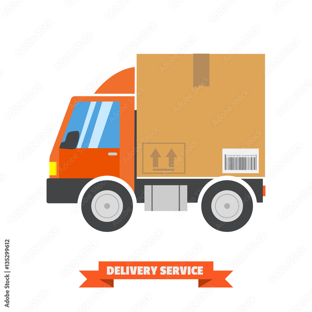 Fast delivery truck with motion lines, vector Fast delivery truck with motion lines, vector
