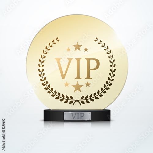 Vip invitation with black award trophy, vector