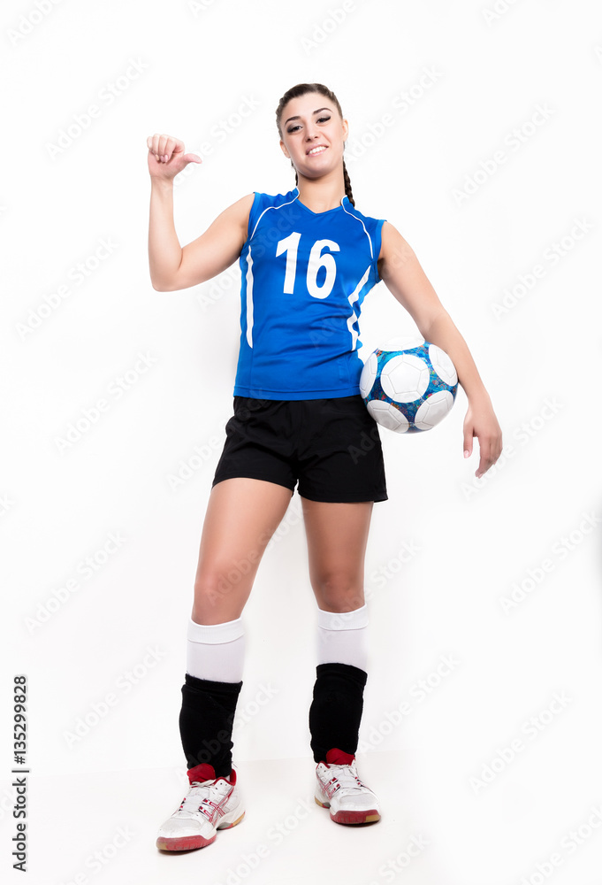 volleyball young woman in sports uniform holding ball volleyball young woman in sports uniform holding ball