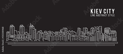 Cityscape Building Line art Vector Illustration design - Kiev city