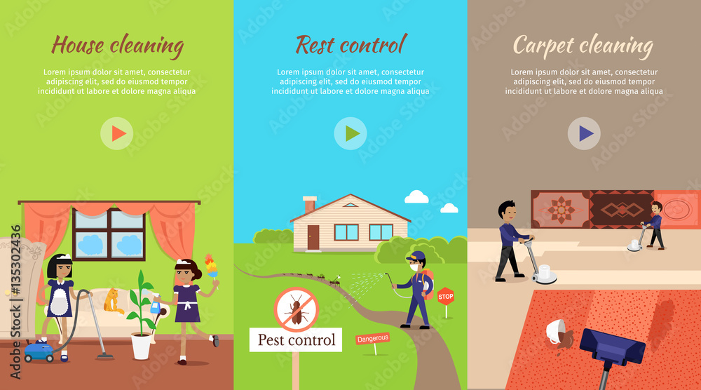 House Cleaning Vector Video Web Banner 