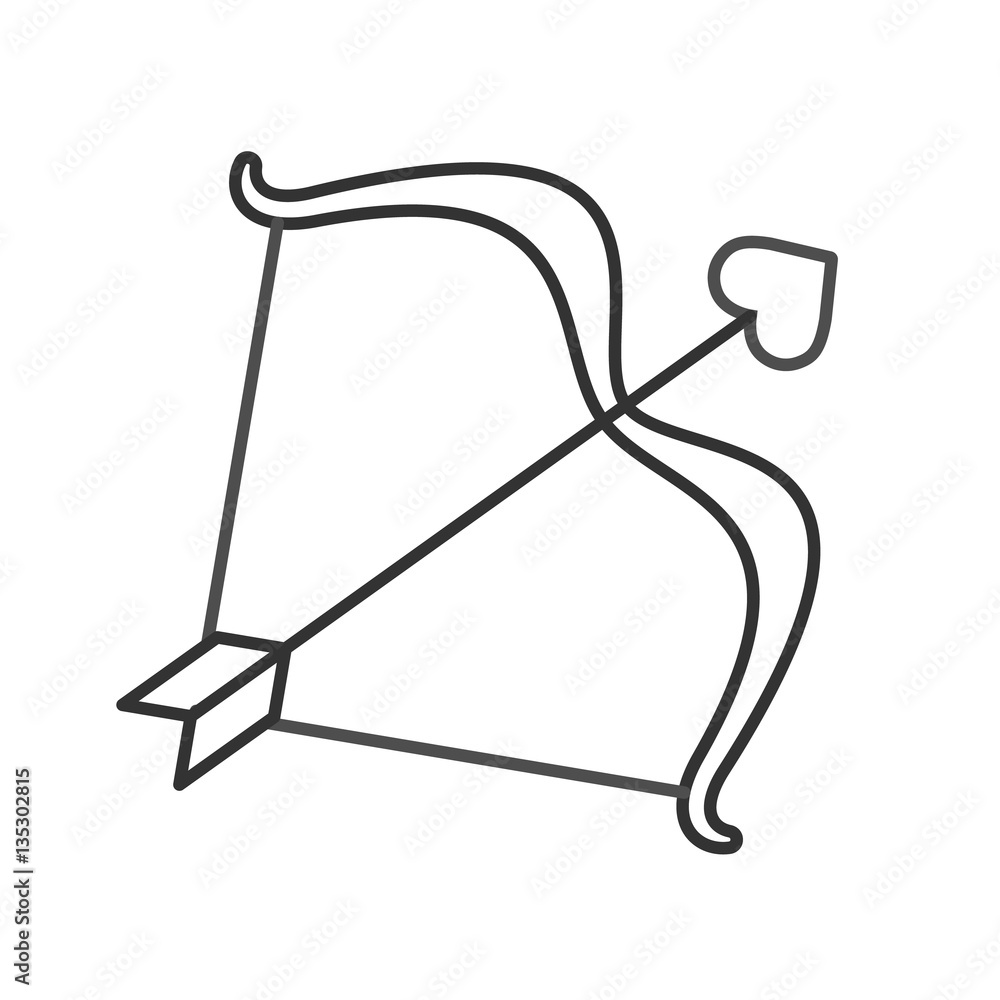 Cupid's bow and arrow linear icon Cupid's bow and arrow linear icon