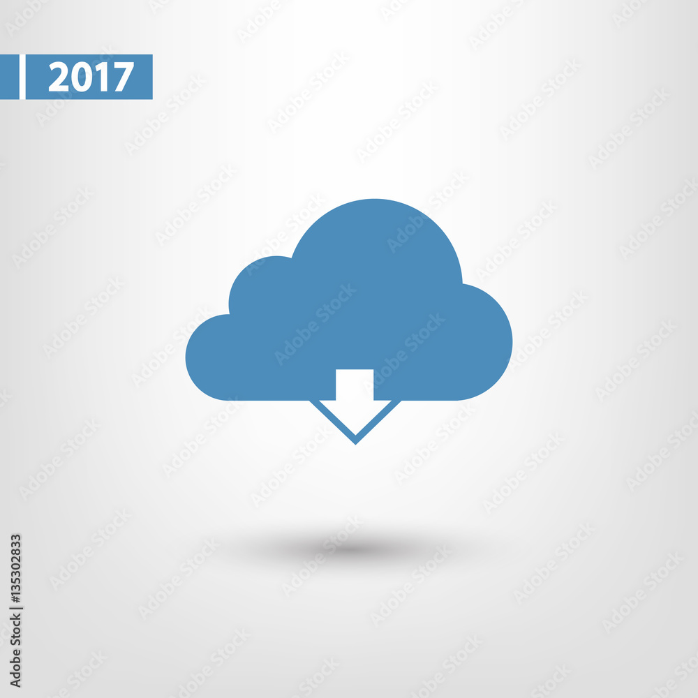 Vector cloud computing download icon, vector illustration. Flat design style Vector cloud computing download icon, vector illustration. Flat design style