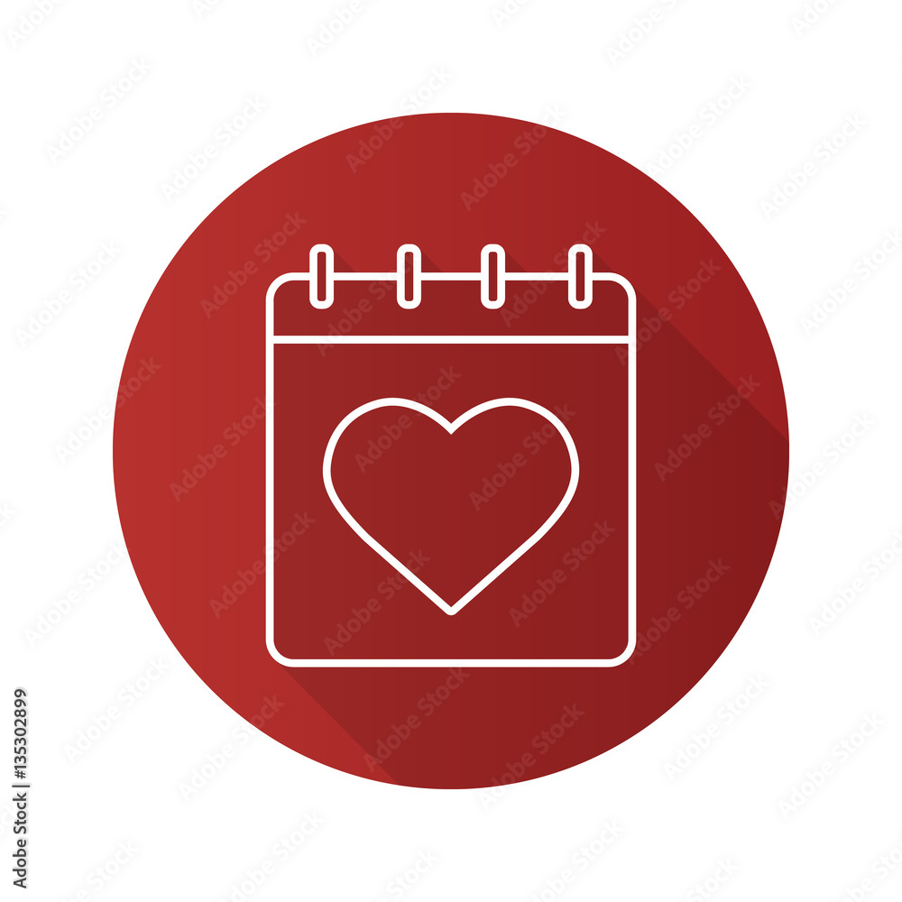 Valentine's Day flat linear long shadow icon Valentine's Day flat linear long shadow icon