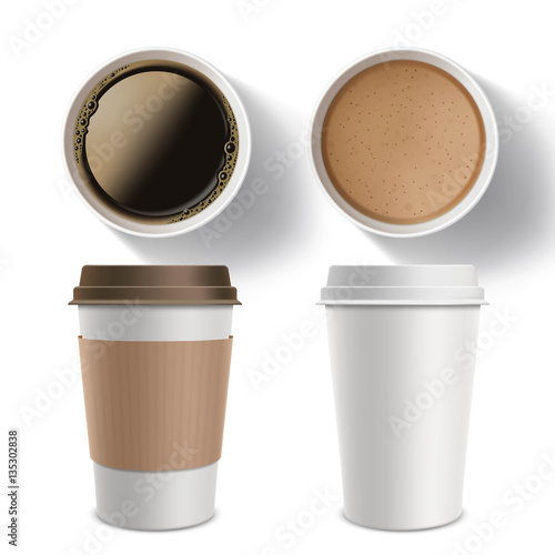Set of plastic containers of coffee. Isolated mockup on a white