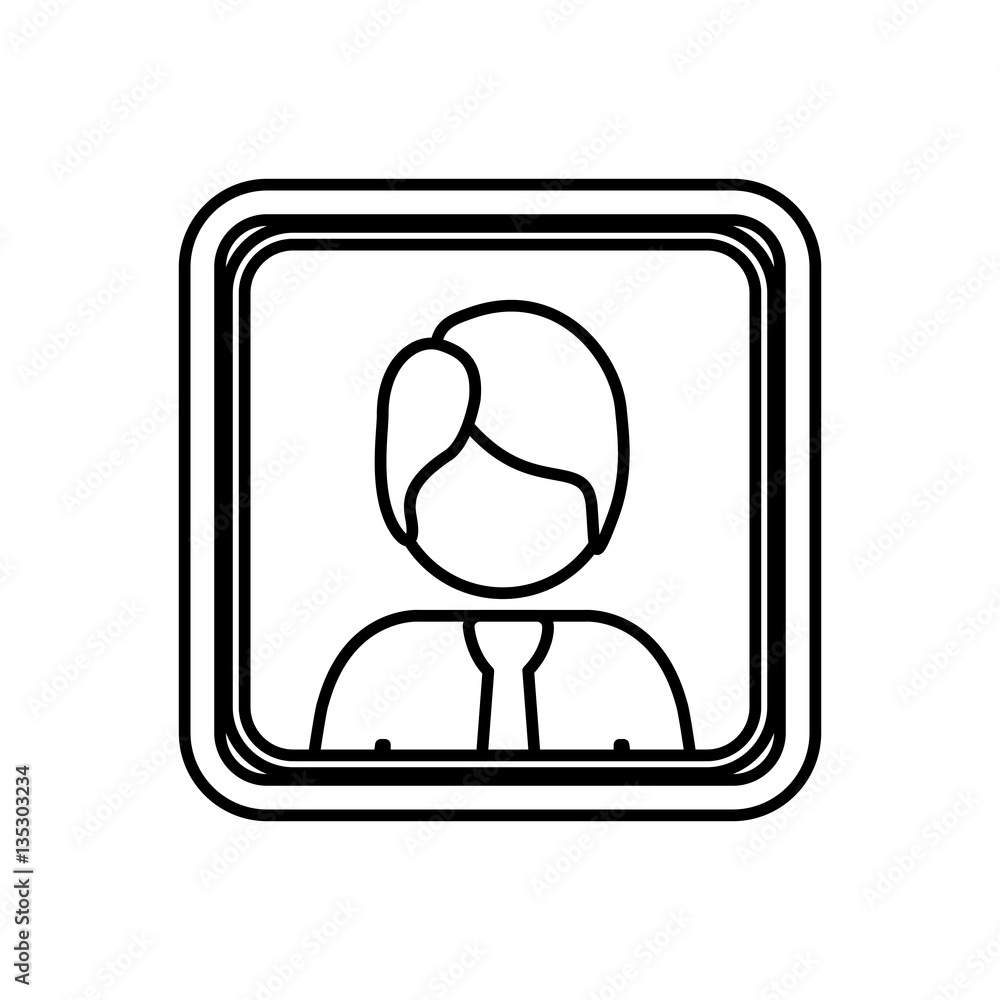 contour square border with silhouette half body man with suit vector illustration contour square border with silhouette half body man with suit vector illustration