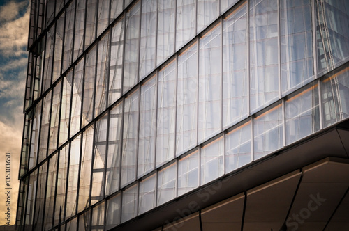 City office buildings with architecture detail in windows