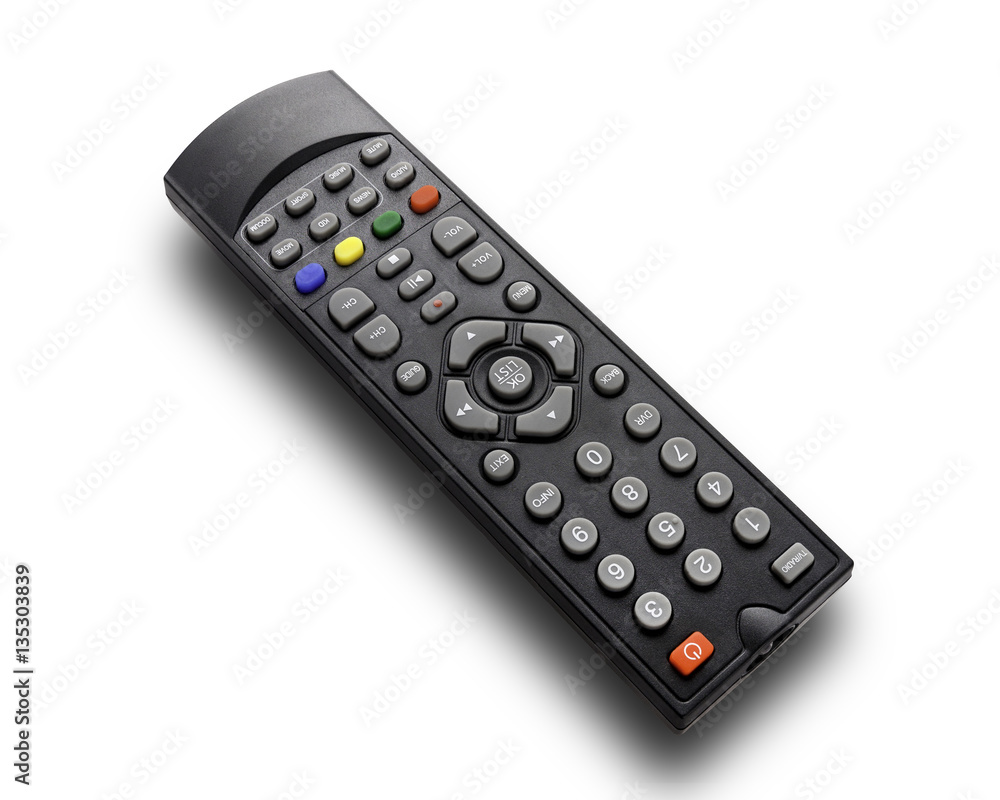 TV remote control keypad black on white with clipping path TV remote control keypad black on white with clipping path