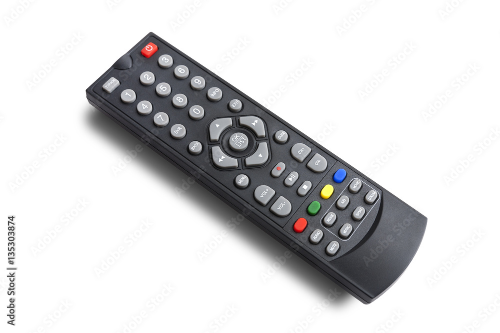 TV remote control keypad black on white with clipping path TV remote control keypad black on white with clipping path