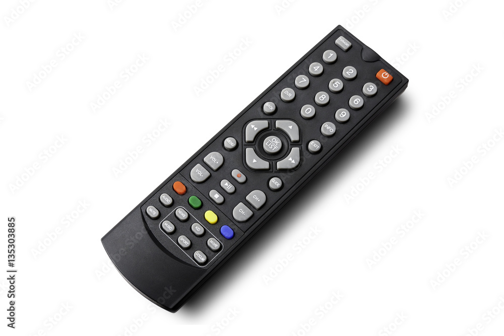 TV remote control keypad black on white with clipping path TV remote control keypad black on white with clipping path
